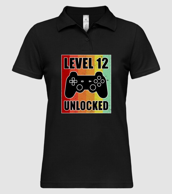 level 12 unlocked retro gamer model negru pe tricou