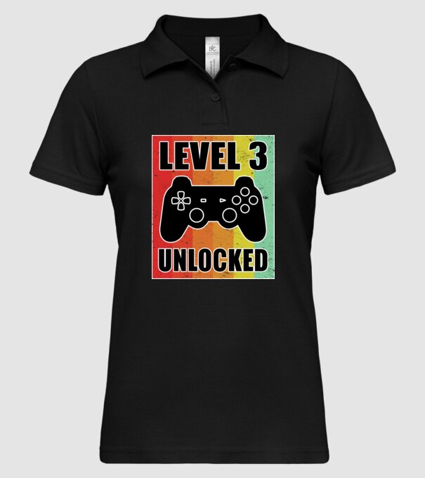 level 3 unlocked retro gamer model negru pe tricou