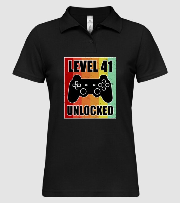 level 41 unlocked retro gamer model negru pe tricou