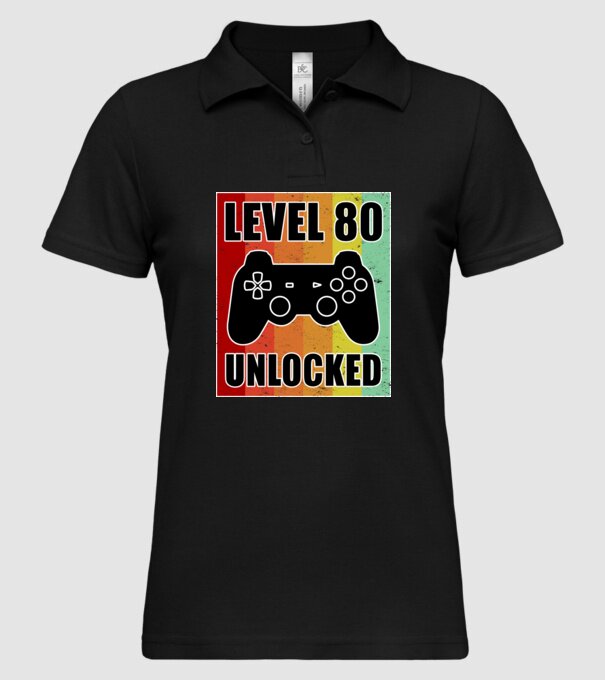 level 80 unlocked retro gamer model negru pe tricou
