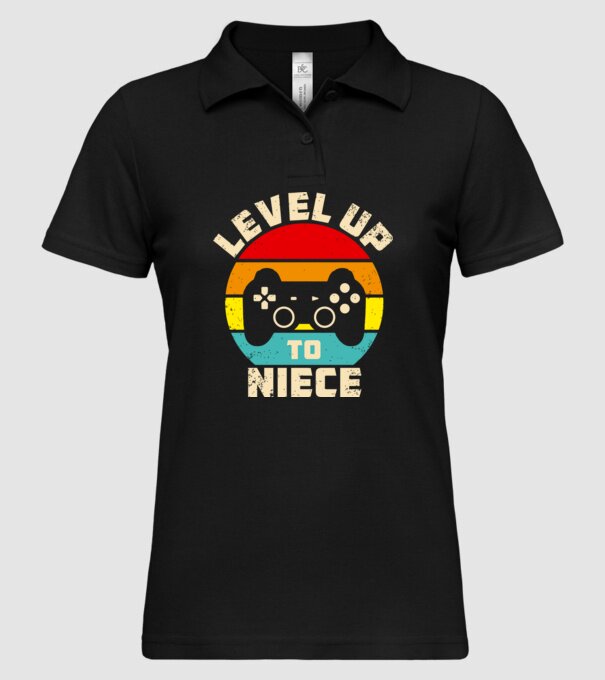 Level Up Niece model negru pe tricou