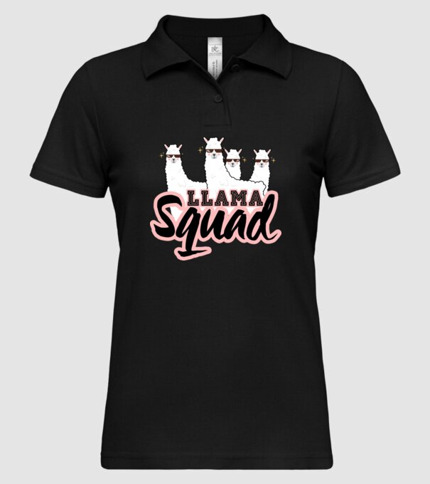 Llama squad model negru pe tricou