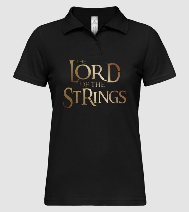 Lord of the Strings model negru pe tricou