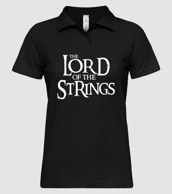 Lord of the Strings model negru pe tricou