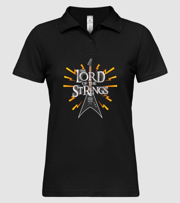 Lord of the Strings model negru pe tricou