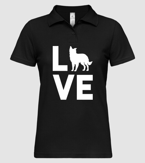 LOVE Border Collie model negru pe tricou