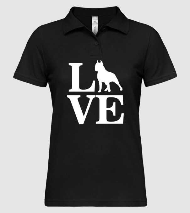 LOVE BULLDOG model negru pe tricou
