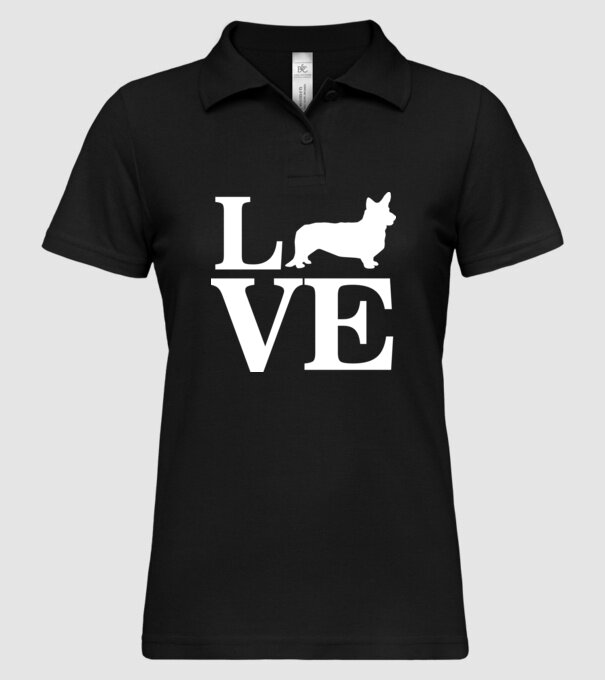 LOVE CORGIE model negru pe tricou