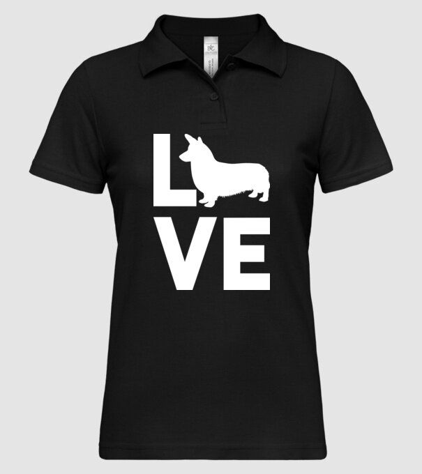 LOVE Corgie model negru pe tricou