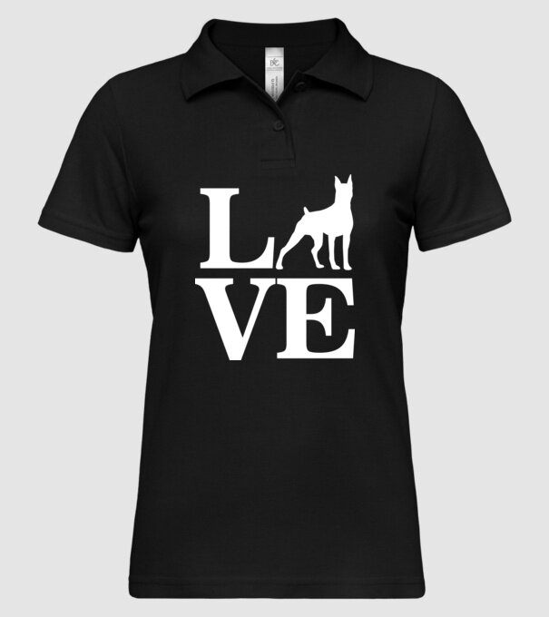 LOVE DOBBERMAN model negru pe tricou