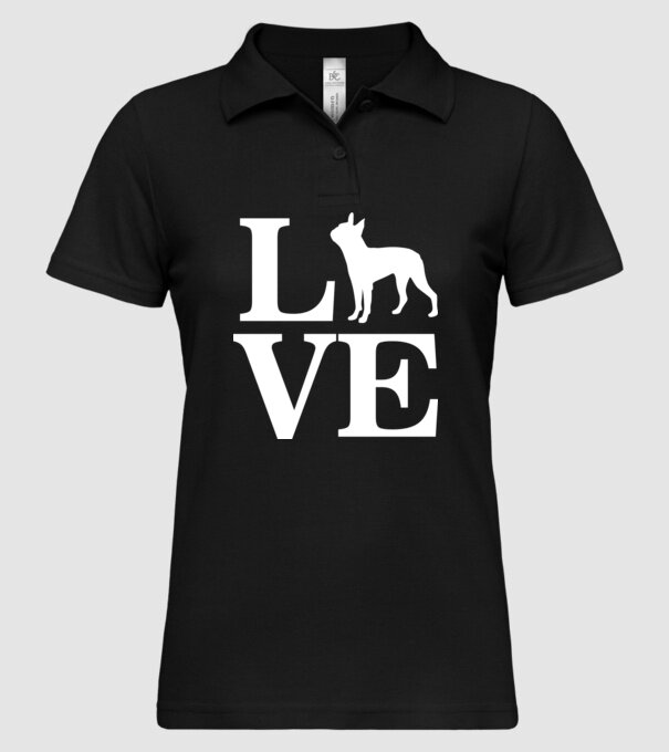 LOVE FRANCIA BULLDOG model negru pe tricou