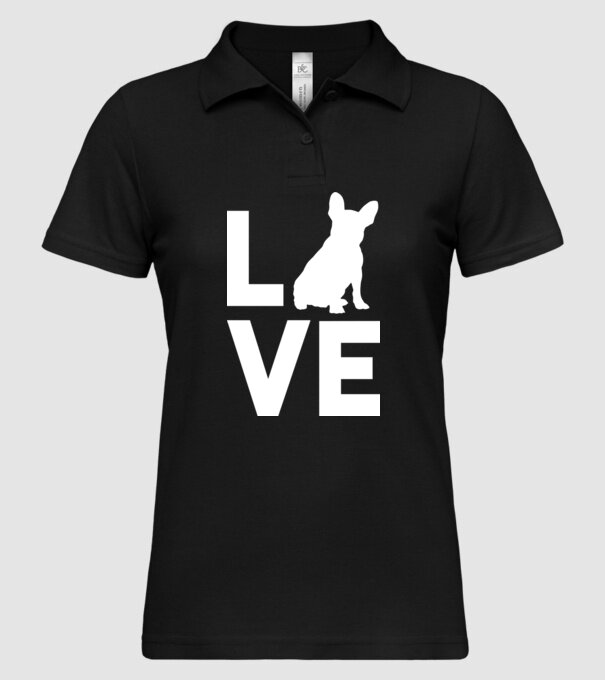 LOVE Bulldog francez model negru pe tricou
