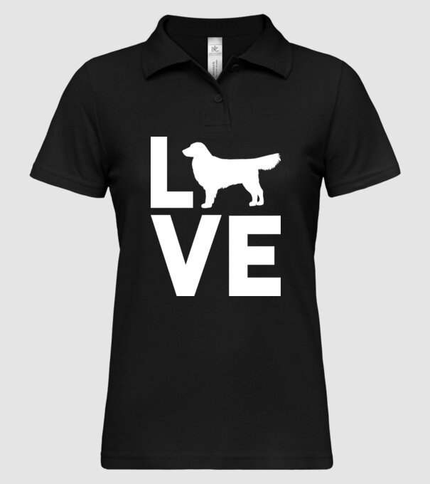 LOVE Golden Retriever model negru pe tricou
