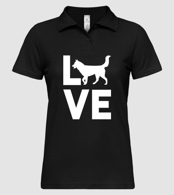 LOVE Husky model negru pe tricou