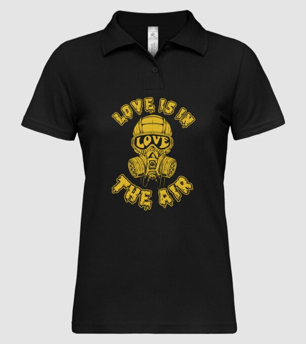 Love is in the air yellow model negru pe tricou