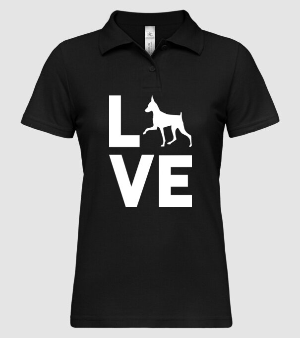 LOVE Pinscher model negru pe tricou