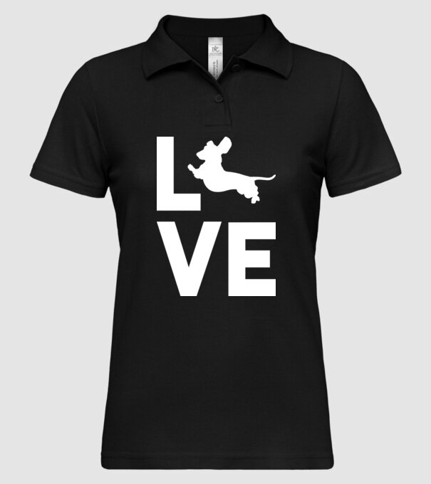 LOVE Teckel model negru pe tricou