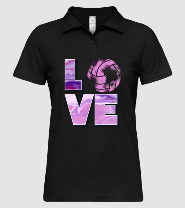 Love volleyball model negru pe tricou