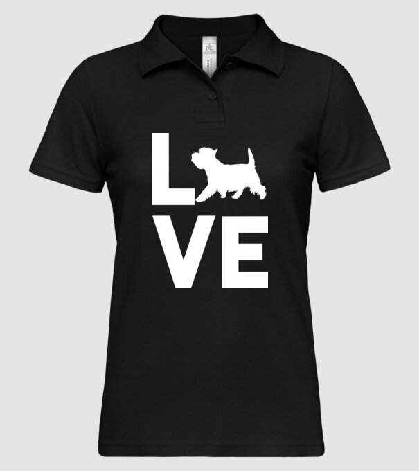 LOVE Westie model negru pe tricou