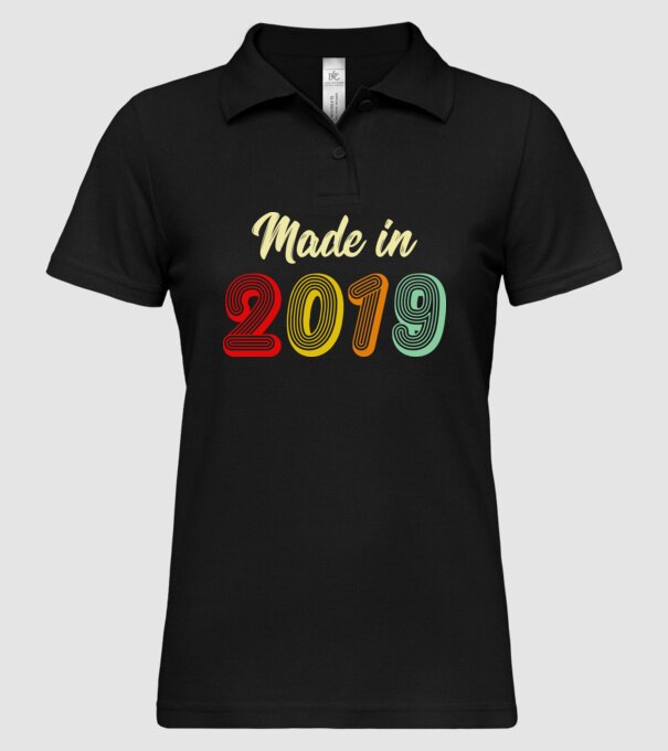 made in 2019 retro model negru pe tricou
