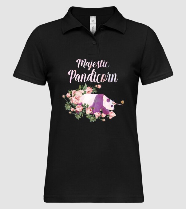 Majestic pandicorn model negru pe tricou
