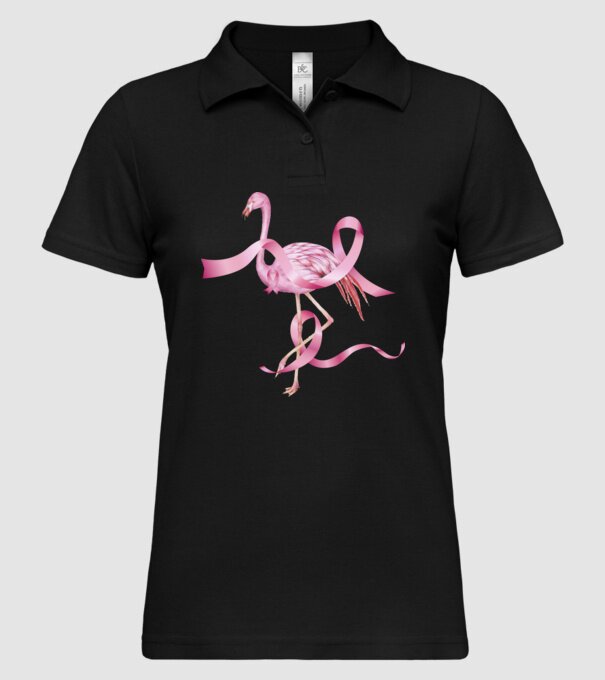 Împotriva Cancerului de sân flamingo model negru pe tricou