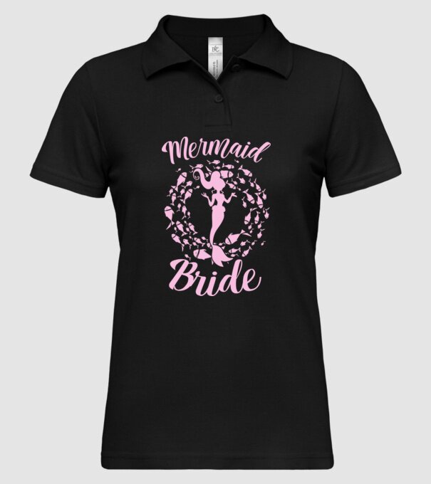 Mermaid Bride model negru pe tricou