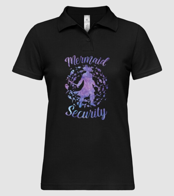 Mermaid Security boys aquarell model negru pe tricou