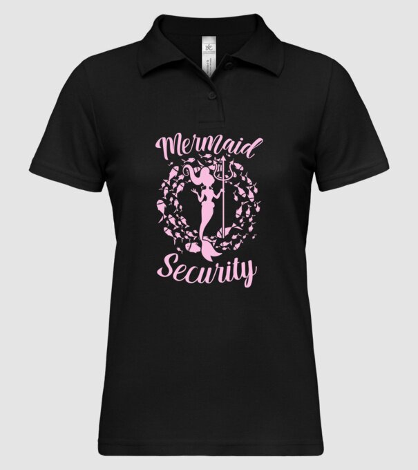 Mermaid Security girls model negru pe tricou