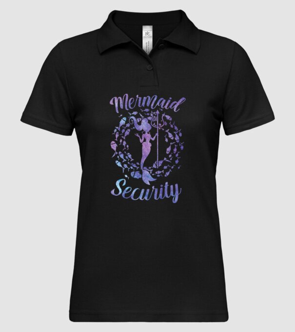 Mermaid Security girls aquarell model negru pe tricou