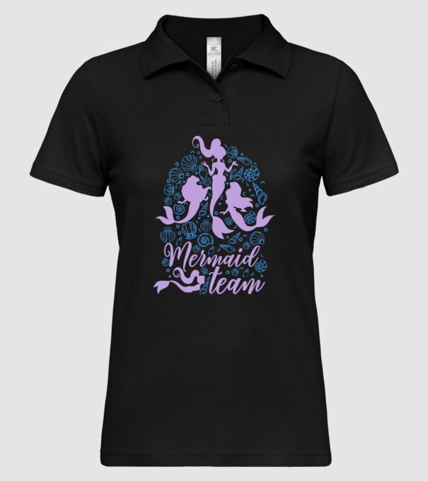 MermaidTeam model negru pe tricou