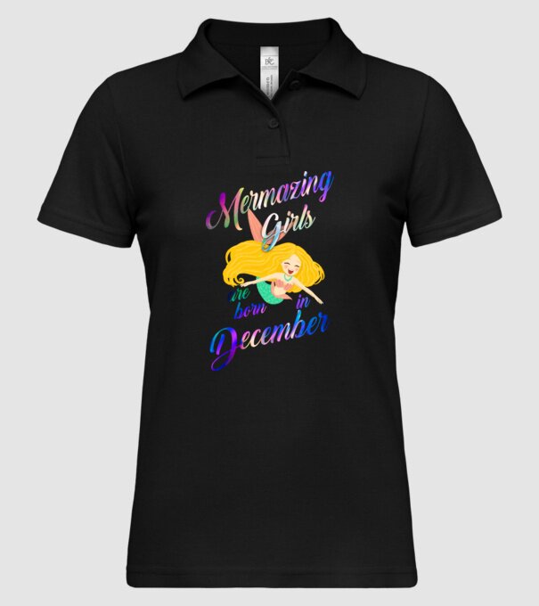 Mermazing girls are born december model negru pe tricou