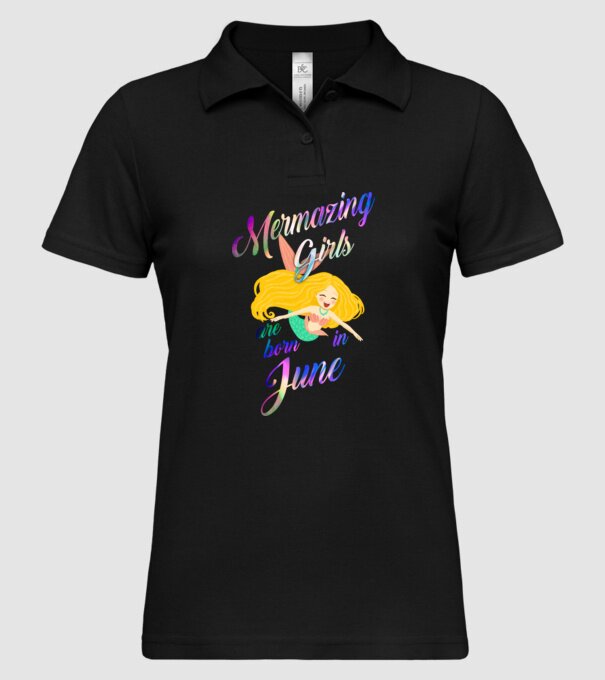 Mermazing girls are born june model negru pe tricou