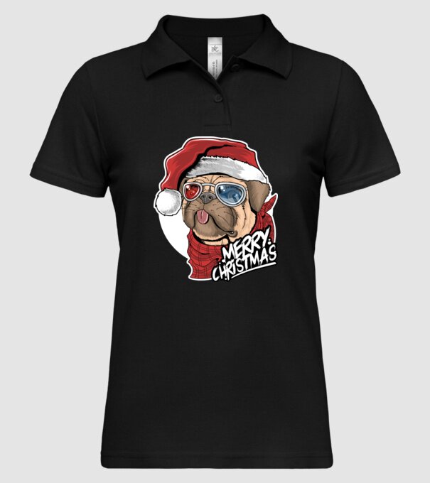 Merry Christmas Mopsz model negru pe tricou
