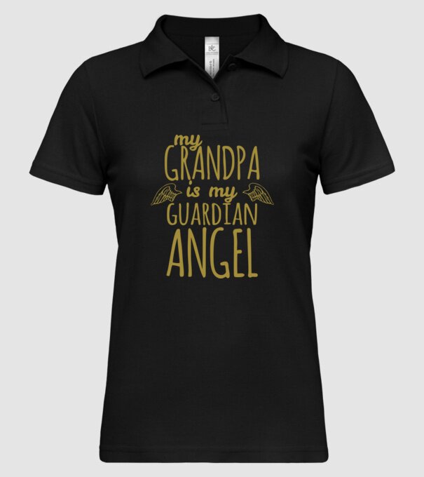 My grandpa is my guardian angel model negru pe tricou