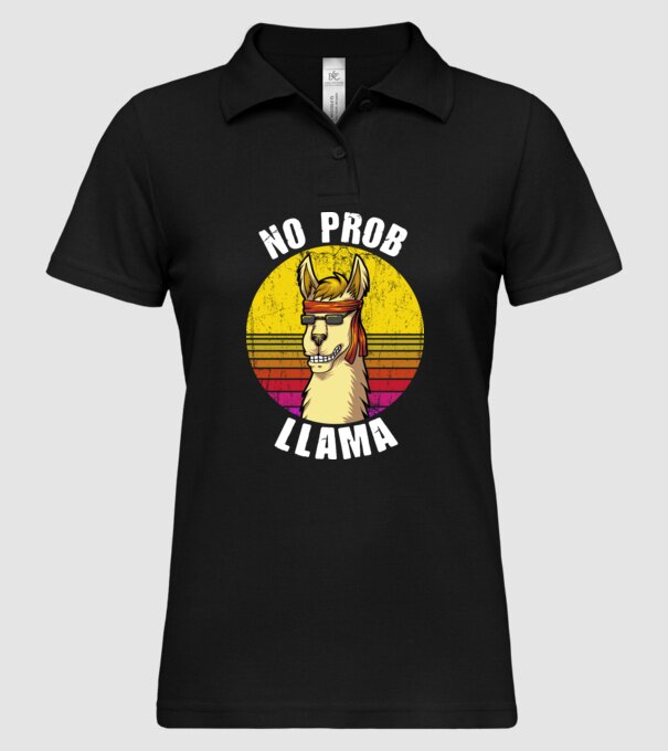 No Prob LLama - Láma model negru pe tricou