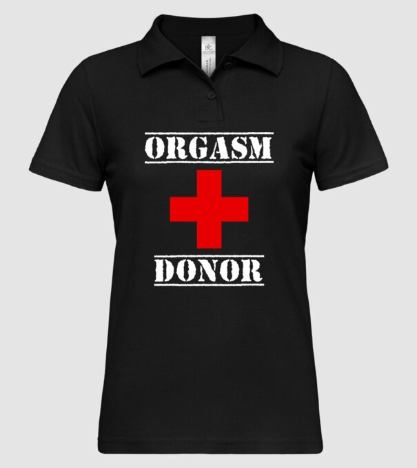 Orgasm Donor model negru pe tricou