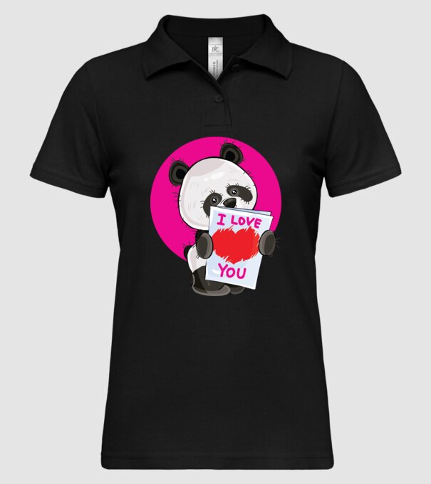 dragoste panda model negru pe tricou