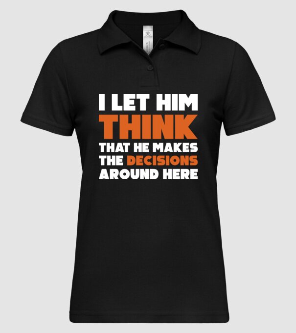 Motiv cuplu I let him think model negru pe tricou
