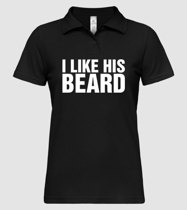 Motiv cuplu I like his beard model negru pe tricou