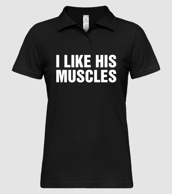 Motiv cuplu I like his muscles model negru pe tricou