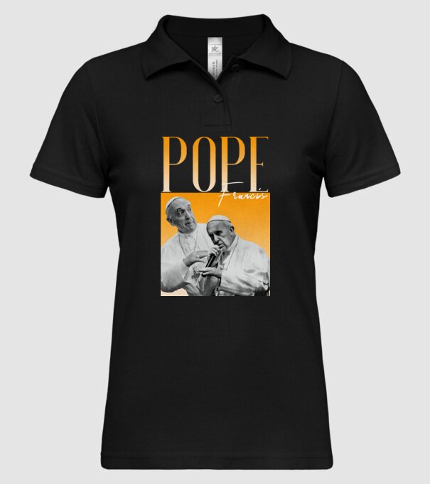 Pope Frances 90s poster model negru pe tricou