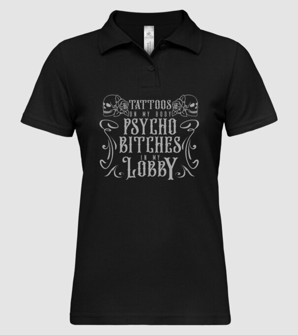 Psycho bitches model negru pe tricou
