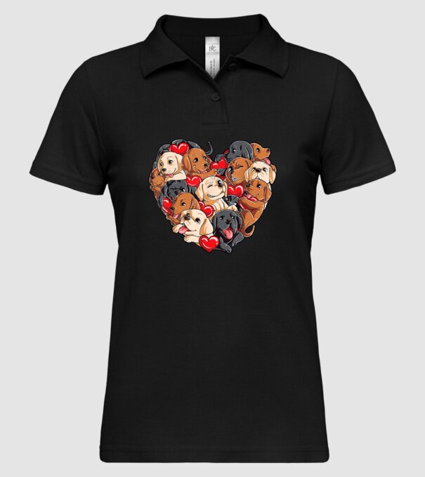 Puppy Heart model negru pe tricou