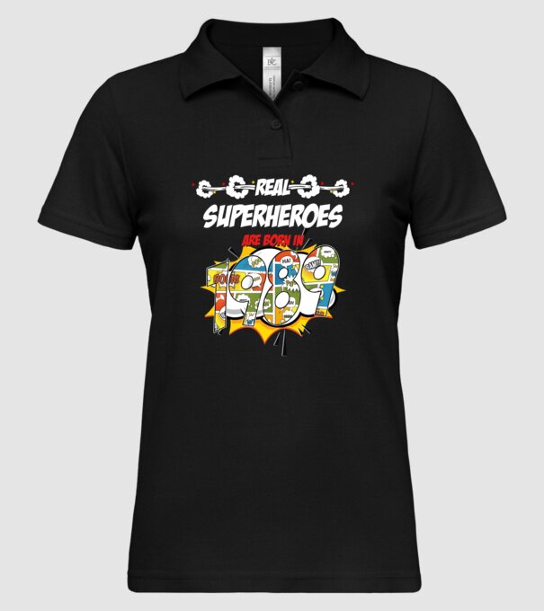 real superheroes are born in 1989 model negru pe tricou