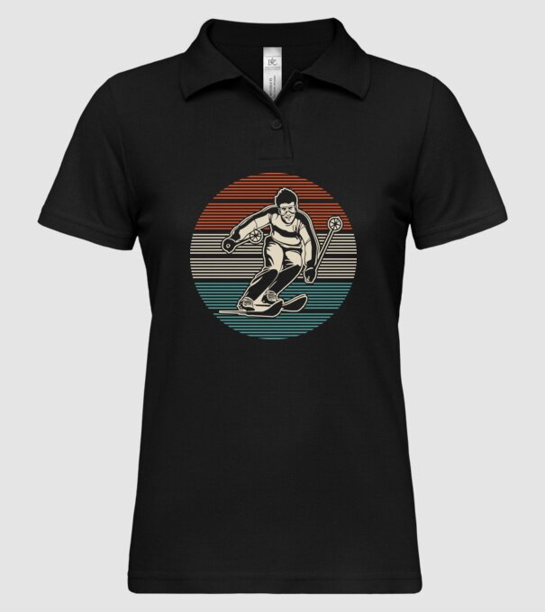 Retro circle ski model negru pe tricou