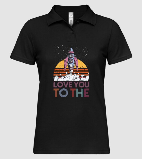 Retro vintage love you to the moon and back ROCKET model negru pe tricou