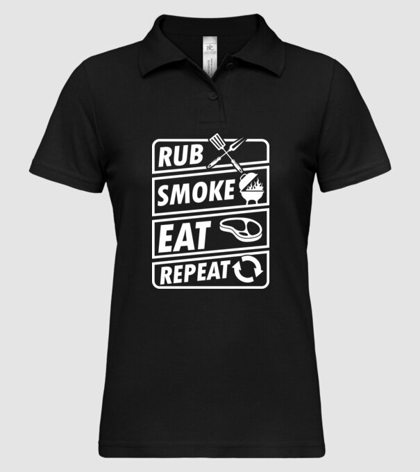 Rub Smoke Eat Repeat model negru pe tricou