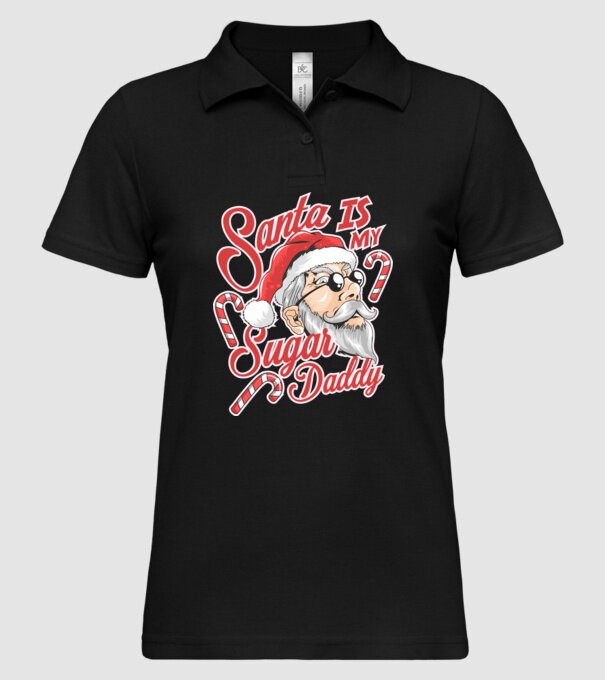 Santa is my sugar daddy model negru pe tricou