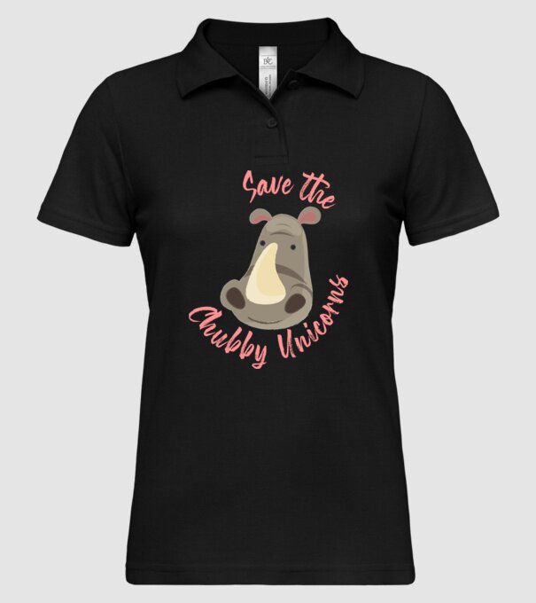 Save the chubby unicorns model negru pe tricou